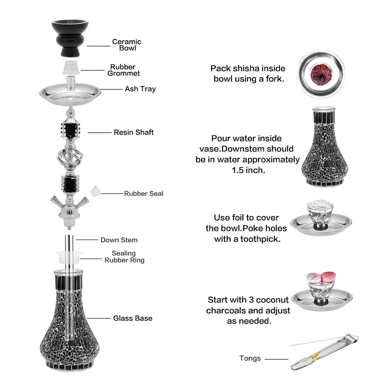 Arabic hookah complete set of hookah accessories, cross-border pipes, smoking sets, smoking guns, mosaics, shisha