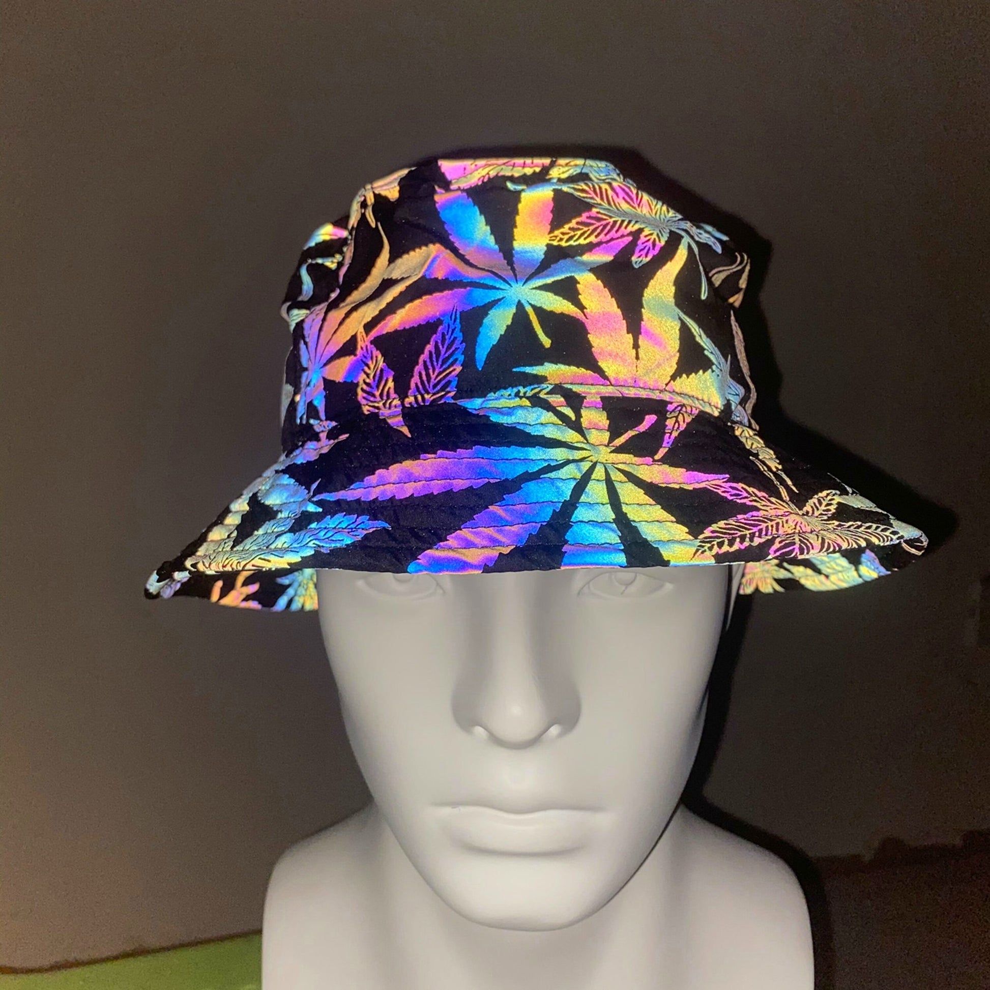Holographic Reflective Unisex Bucket Hat Outdoor Summer Reflecting Cap Head Cover - Rave, Festival, Party, Concert - GOLDEN TOUCH APPARELS WOMEN