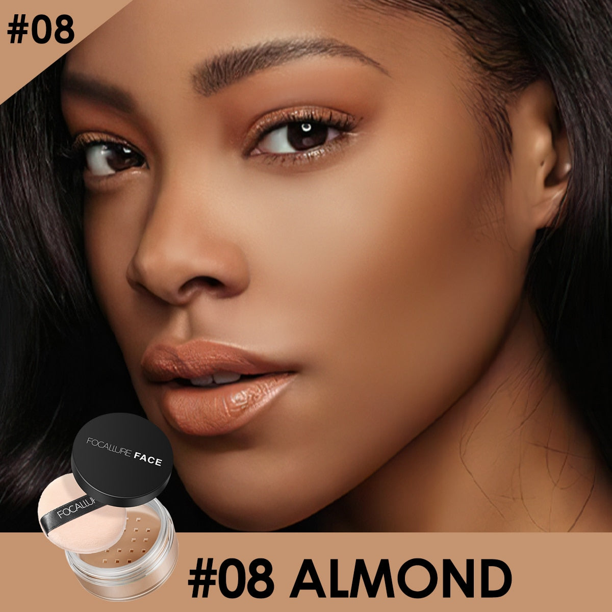FOCALLURE 9 Colors Loose Powder Makeup Transparent Finishing Powder Waterproof Cosmetic For Face Finish Setting With Puff.