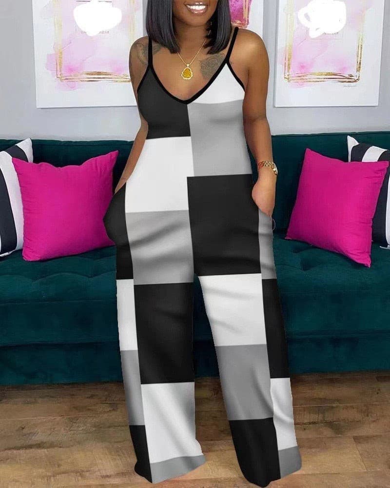 Daily Casual Women's Rompers 2023 Spring and Summer New Fashion Print Sexy Sleeveless Suspender Straight Tube Jumpsuit for Women - GOLDEN TOUCH APPARELS WOMEN
