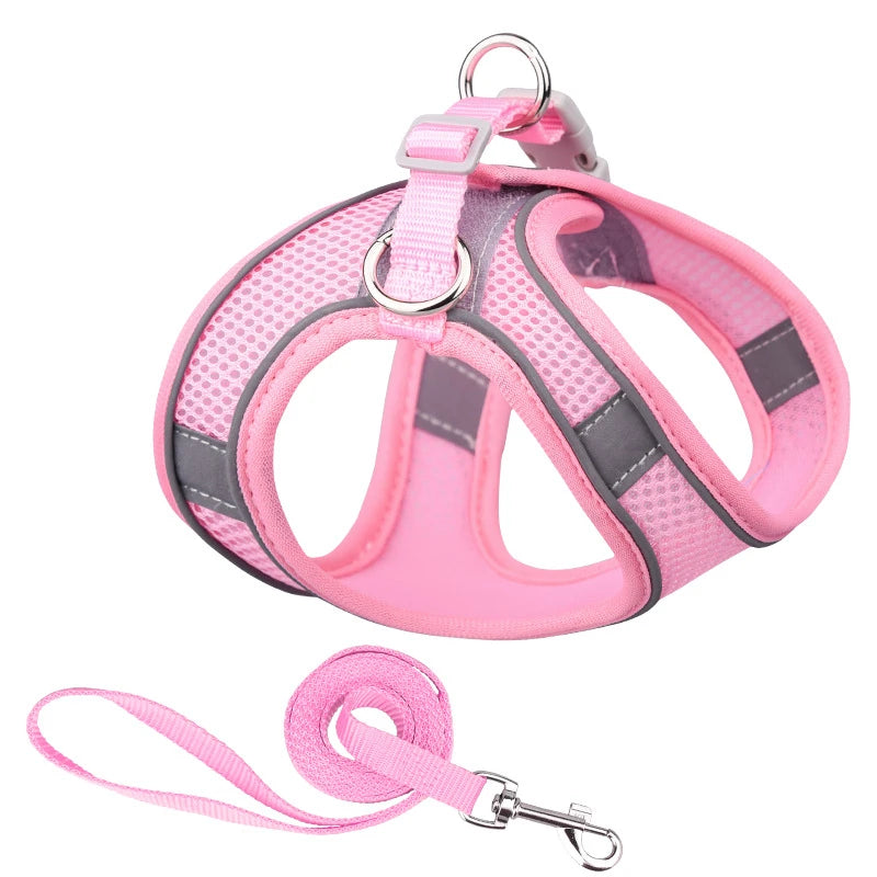 XXS-L Hot Breathable Vest Chest Harness for Small Dogs - Fashionable and Reflective Pet Harness with Cozy Fit and Secure Rope