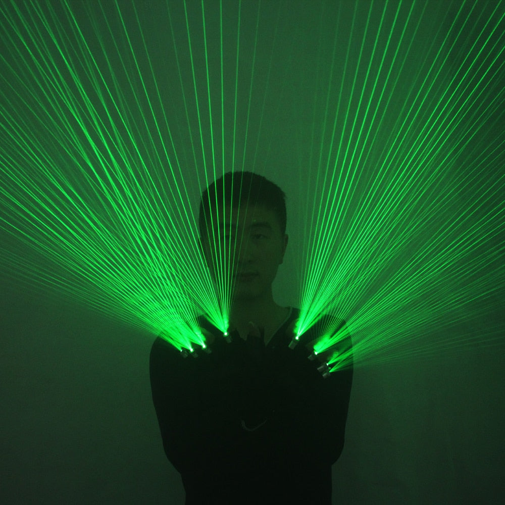 2 in 1 Multi-Line Green Laser Gloves LED Lazer Mitten Ray Gloves Rave LED Flash Finger Palm Light Dress Up LED Robot Suit - GOLDEN TOUCH APPARELS WOMEN