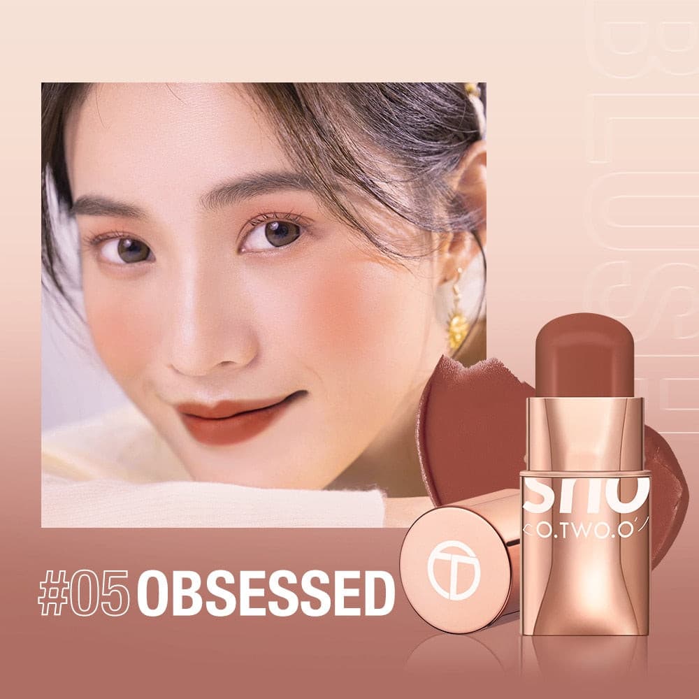 O.TWO.O Lipstick Blush Stick 3-in-1 Eyes Cheek and Lip Tint Buildable Waterproof Lightweight Cream Multi Stick Makeup for Women.