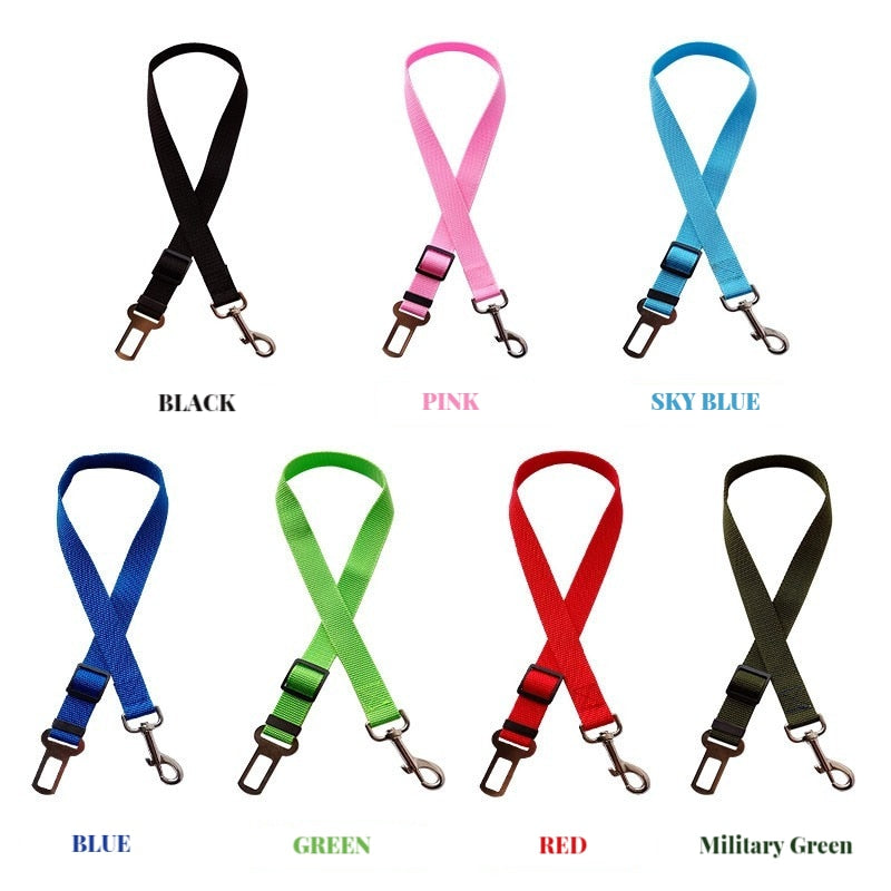 Adjustable Pet Cat Dog Car Seat Belt Pet Seat Vehicle Dog Harness Lead Clip Safety Lever Traction Dog Collars Dogs Accessoires.
