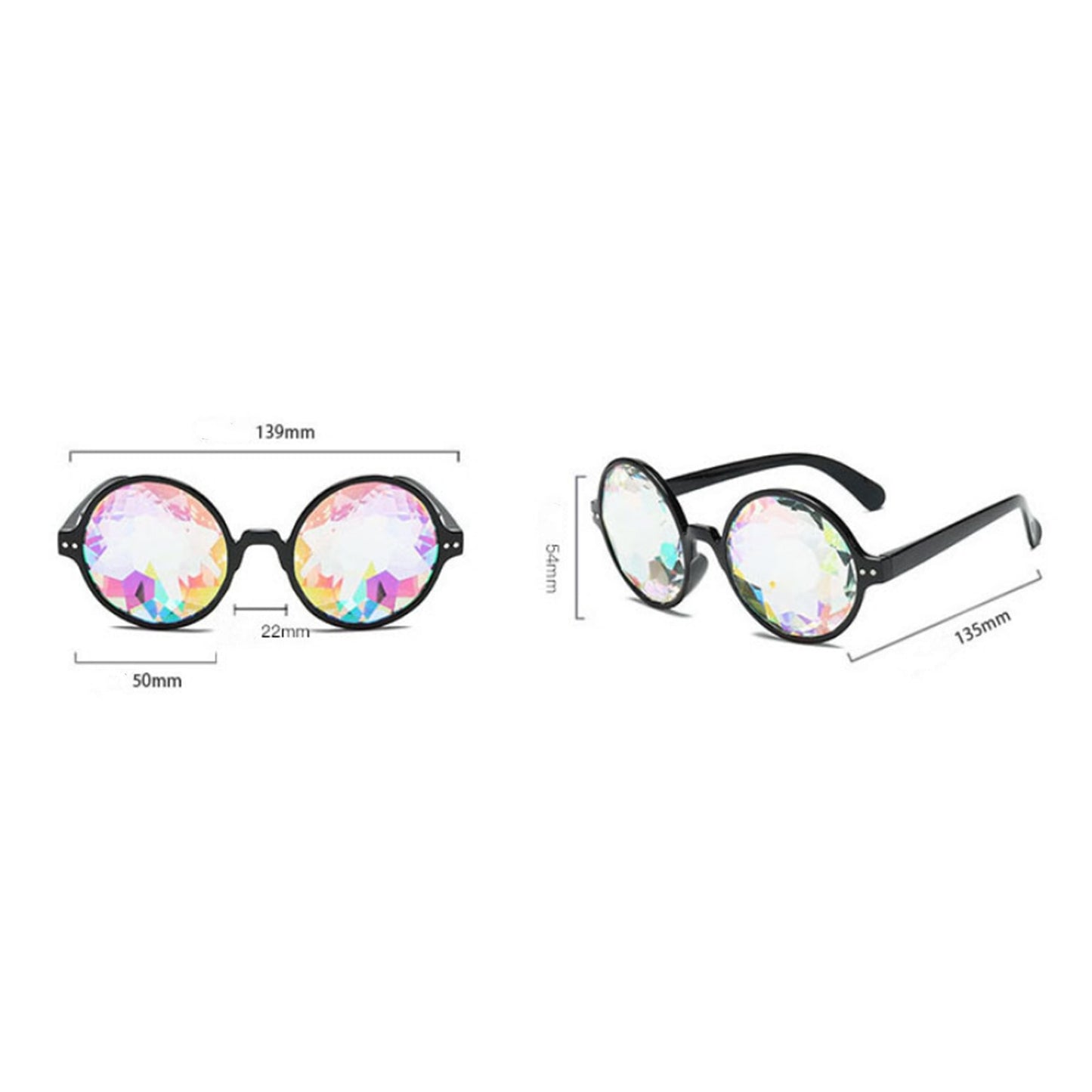 Kaleidoscope Glasses Women Retro Rave Festival Round Sunglasses Men Nail Holographic Mosaic Prism Sun glasses Party Cosplay Cute.