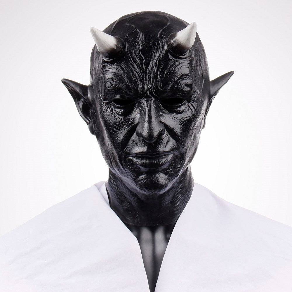 Cosplay Mephistopheles Mask Horror Demon Horn Mask Devil Killer Latex Helmet Masquerade Carnival Halloween Party Costume Props - GOLDEN TOUCH APPARELS WOMEN