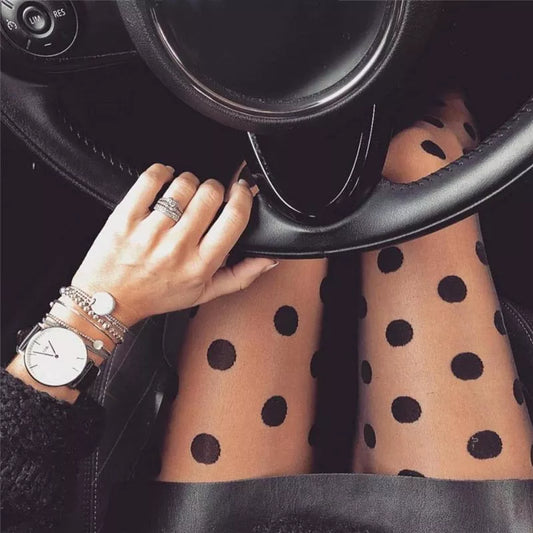 Polka Dot Print Stocking Ladies Silk Tights