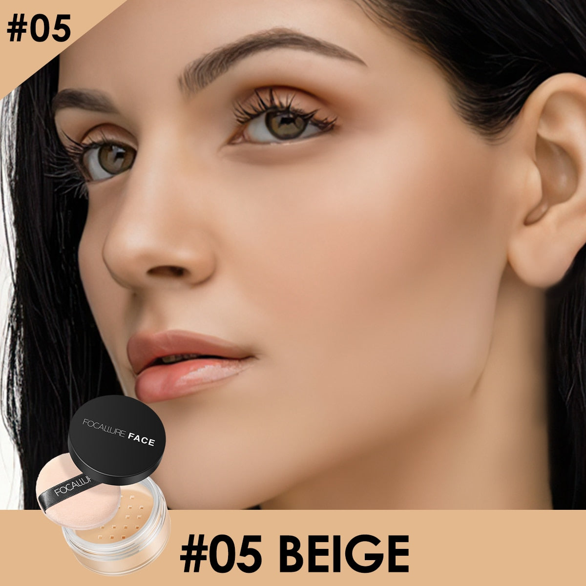 FOCALLURE 9 Colors Loose Powder Makeup Transparent Finishing Powder Waterproof Cosmetic For Face Finish Setting With Puff.