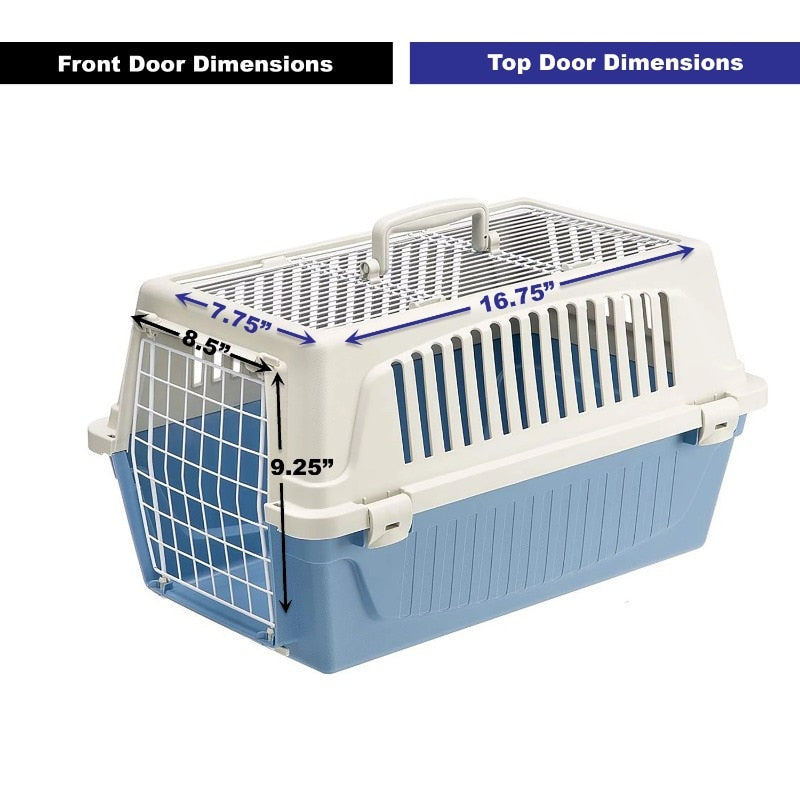 pet cage for cat Two Door Top Load Plastic Kennel, Blue 22-Inch cat house.