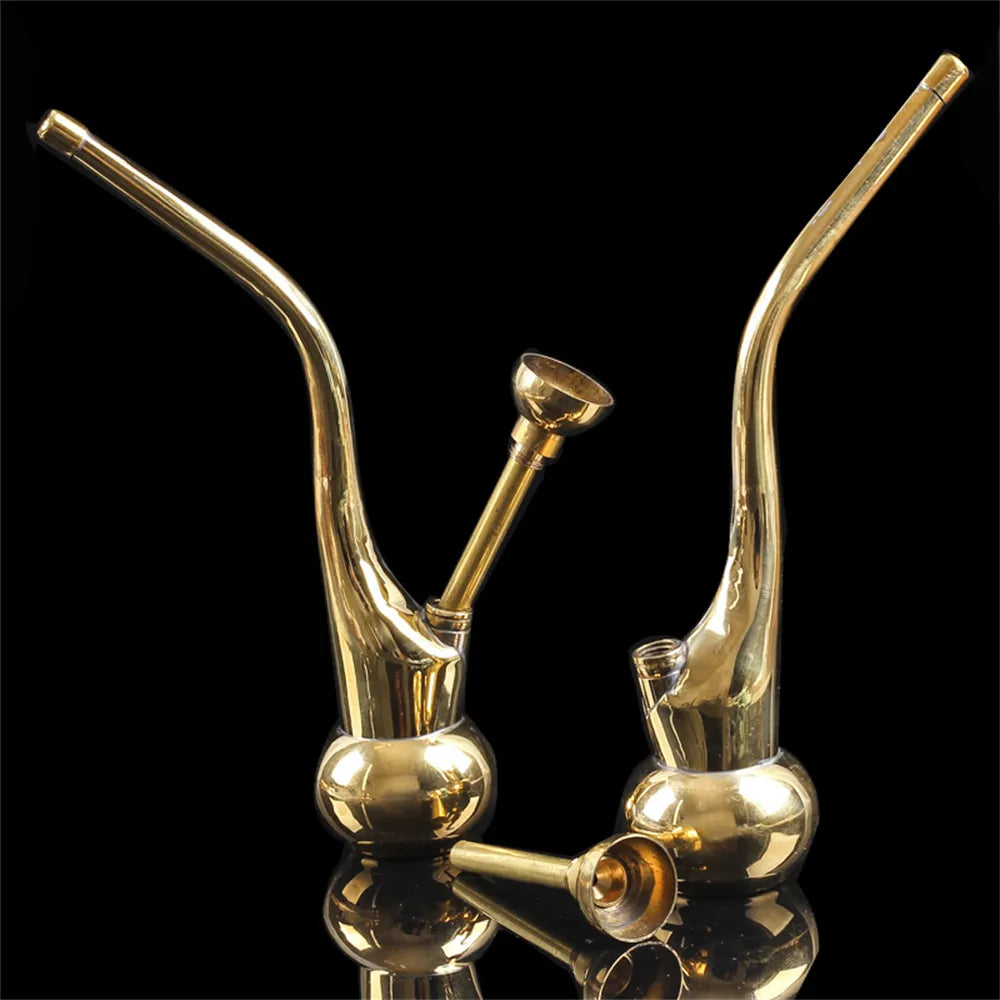 1Pcs Held 2-purpose Mini Hookah Brass Portable Tobacco Shisha Water Pipes for Smoking Cigarette Accessories