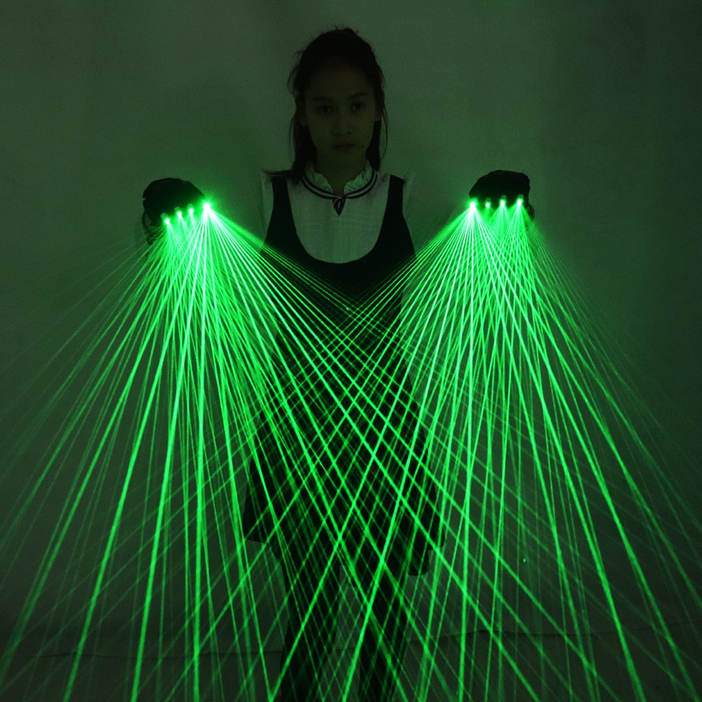2 in 1 Multi-Line Green Laser Gloves LED Lazer Mitten Ray Gloves Rave LED Flash Finger Palm Light Dress Up LED Robot Suit - GOLDEN TOUCH APPARELS WOMEN