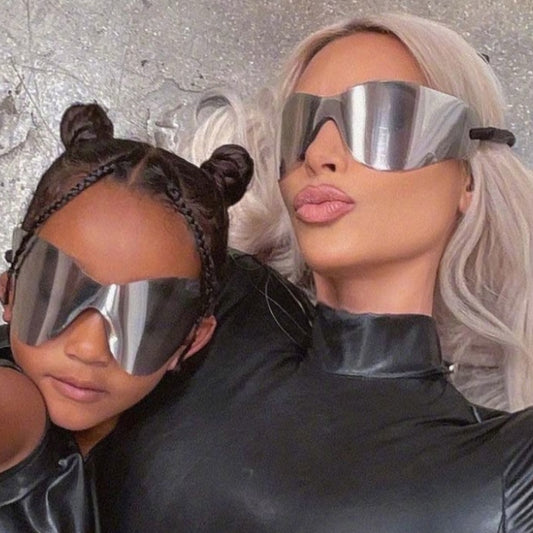 Rimless Punk Rope Leg Sunglasses Silver Glasses Luxury Brand Design Cyber Y2K Futuristic Sunglasses Women Men - GOLDEN TOUCH APPARELS WOMEN