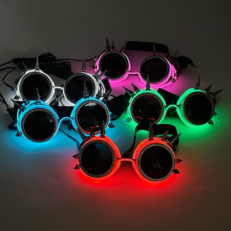 2023 New Design Halloween Fashion Glasses Cyberpunk Sunglasses Glowing LED Neon Light Glasses For Party - GOLDEN TOUCH APPARELS WOMEN