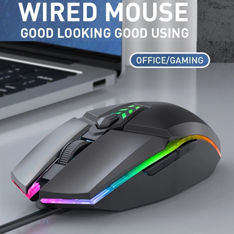 Wired Gaming Mouse 1600 DPI Optical 6 Button USB Mouse With RGB BackLight Mute Mice For Desktop Laptop Computer Gamer Mouse - GOLDEN TOUCH APPARELS WOMEN