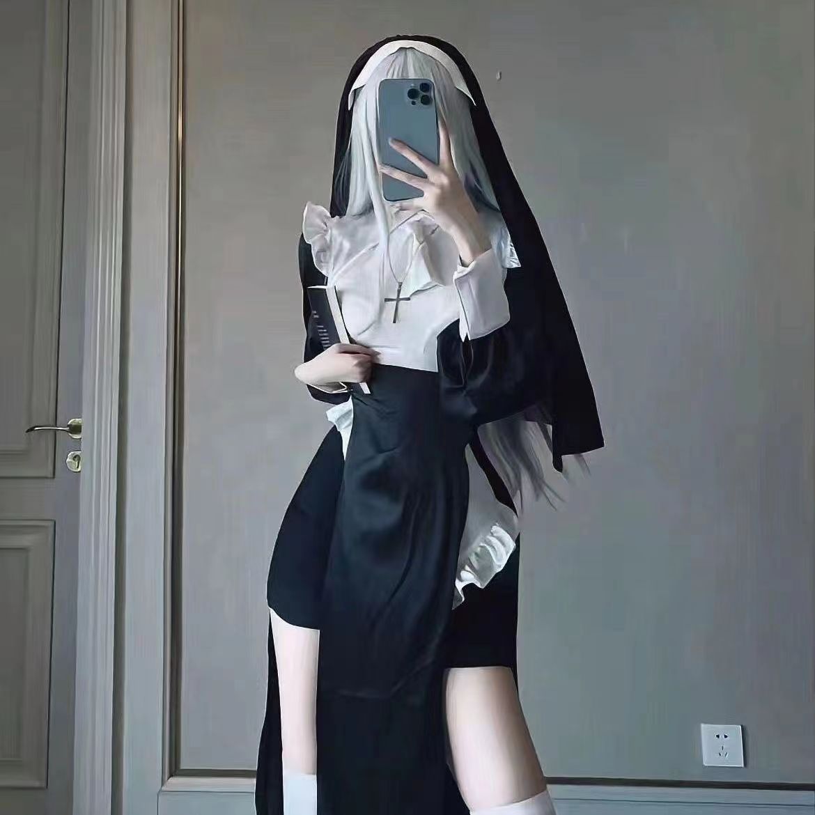 Anime Sexy Nuns Original Design Cosplay Chowbie Uniform Black Sexy Dress Large Size Halloween Costumes for Women - GOLDEN TOUCH APPARELS WOMEN