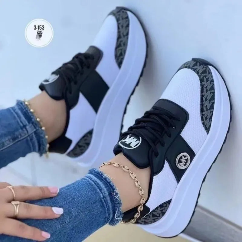Women Wedges Sneakers Lace-Up Breathable Sports Shoes Casual Platform Female Footwear Ladies Vulcanized Shoes Zapatillas