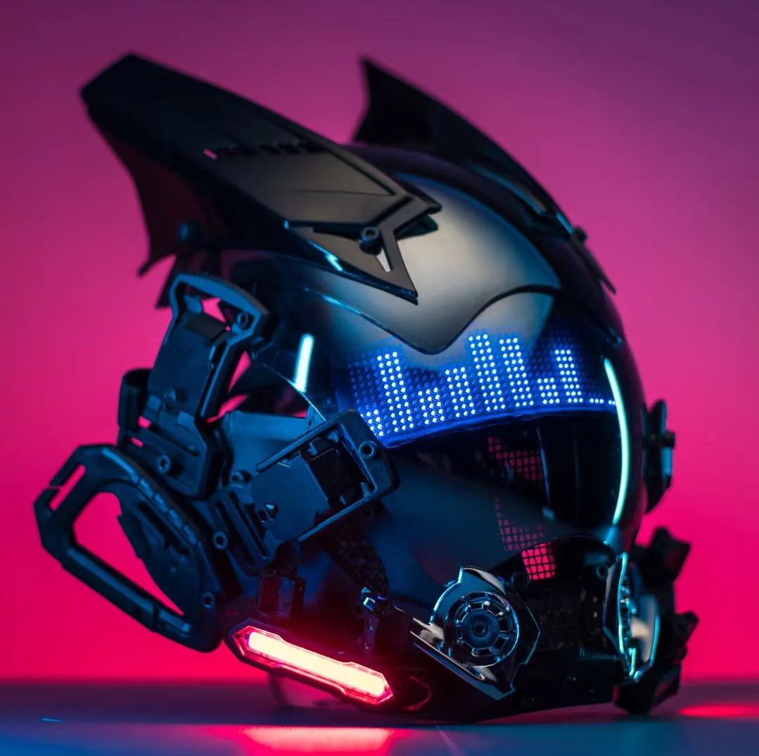 Cyberpunk Mask Techwear Helmet Shinobi Samurai Pipe Dreadlocks Cosplay Special With Led Lightforces Mask Customize The Screen - GOLDEN TOUCH APPARELS WOMEN