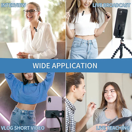 Wireless Microphone for Android Live Broadcast & Gaming - 360° Full Pick Up - Plug & Play - 10 Hr Battery