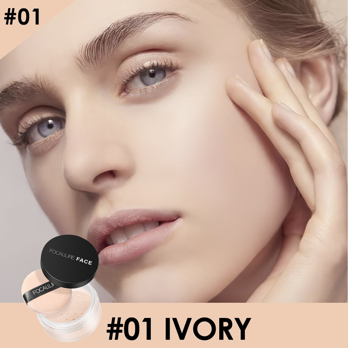 FOCALLURE 9 Colors Loose Powder Makeup Transparent Finishing Powder Waterproof Cosmetic For Face Finish Setting With Puff.