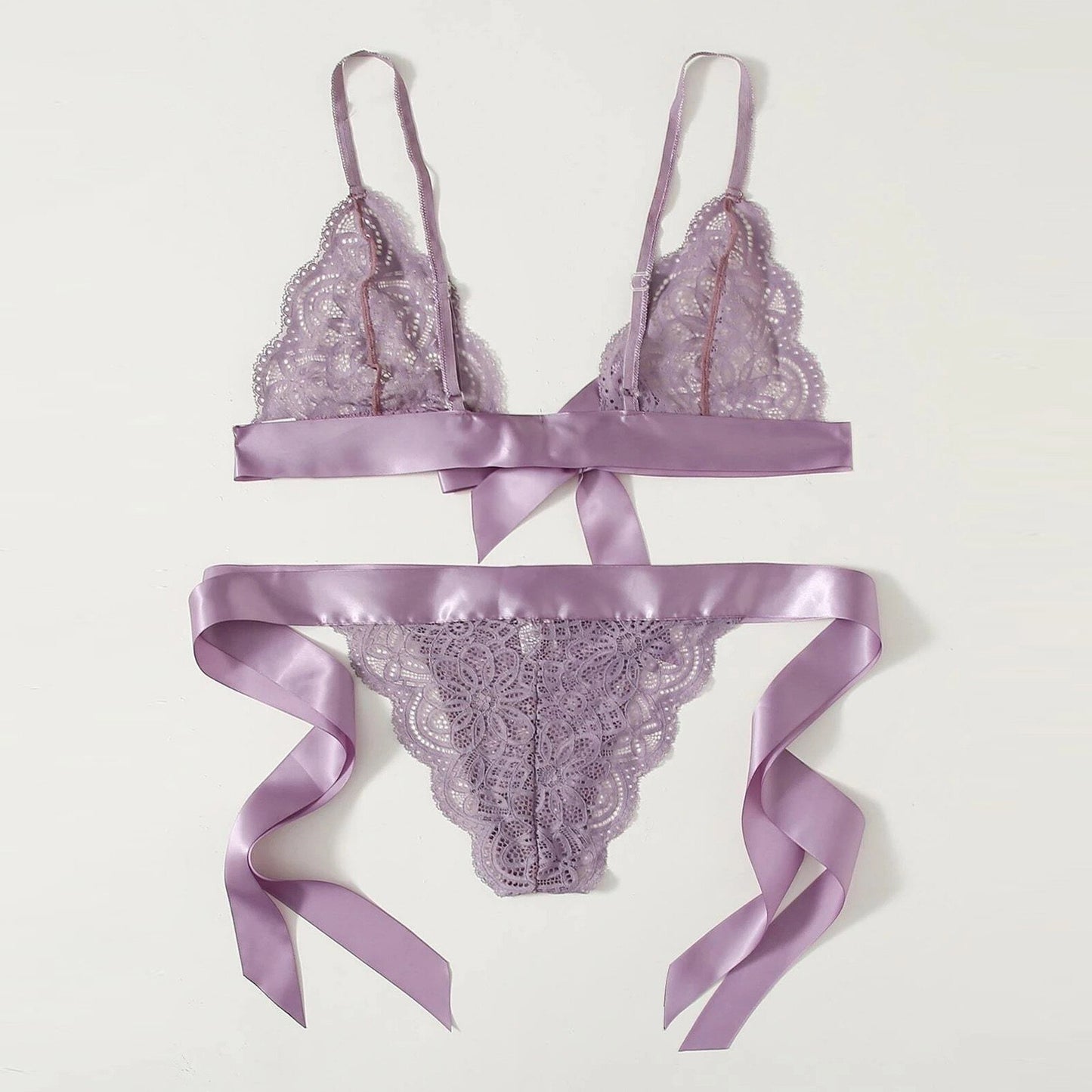 Full Lace Lingerie Set Sexy Tie Side Women's Underwear Transparent Short Skin Care Kits Push Up Bra Brief Sets Erotic Intimate - GOLDEN TOUCH APPARELS WOMEN