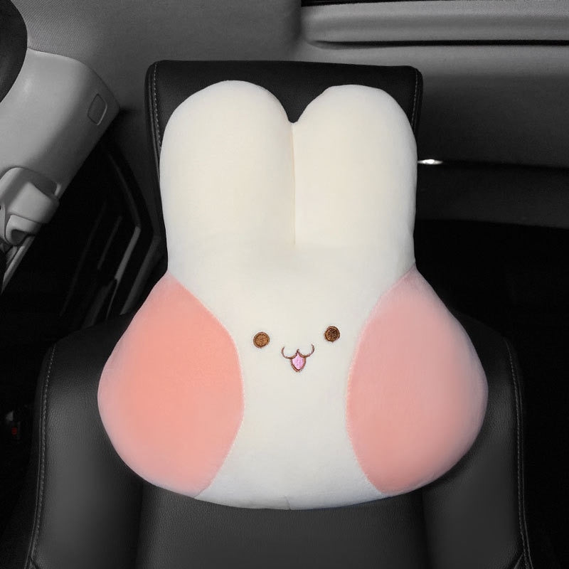 "Adorable Bunny Car Headrest Plush - Comfy Neck Pillow and Lumbar Support - Universal Car Accessory for Enhanced Comfort and Style"