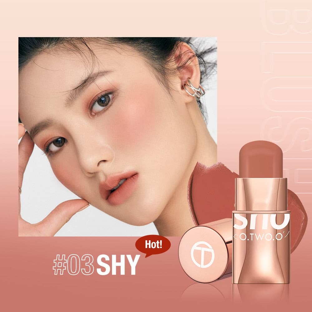 O.TWO.O Lipstick Blush Stick 3-in-1 Eyes Cheek and Lip Tint Buildable Waterproof Lightweight Cream Multi Stick Makeup for Women.