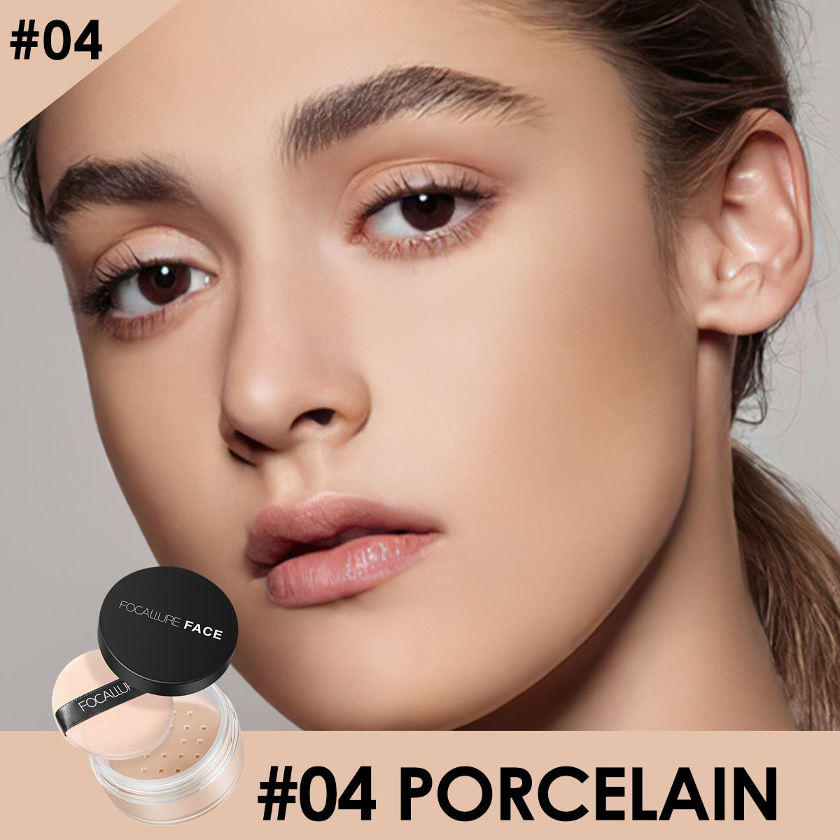 FOCALLURE 9 Colors Loose Powder Makeup Transparent Finishing Powder Waterproof Cosmetic For Face Finish Setting With Puff.