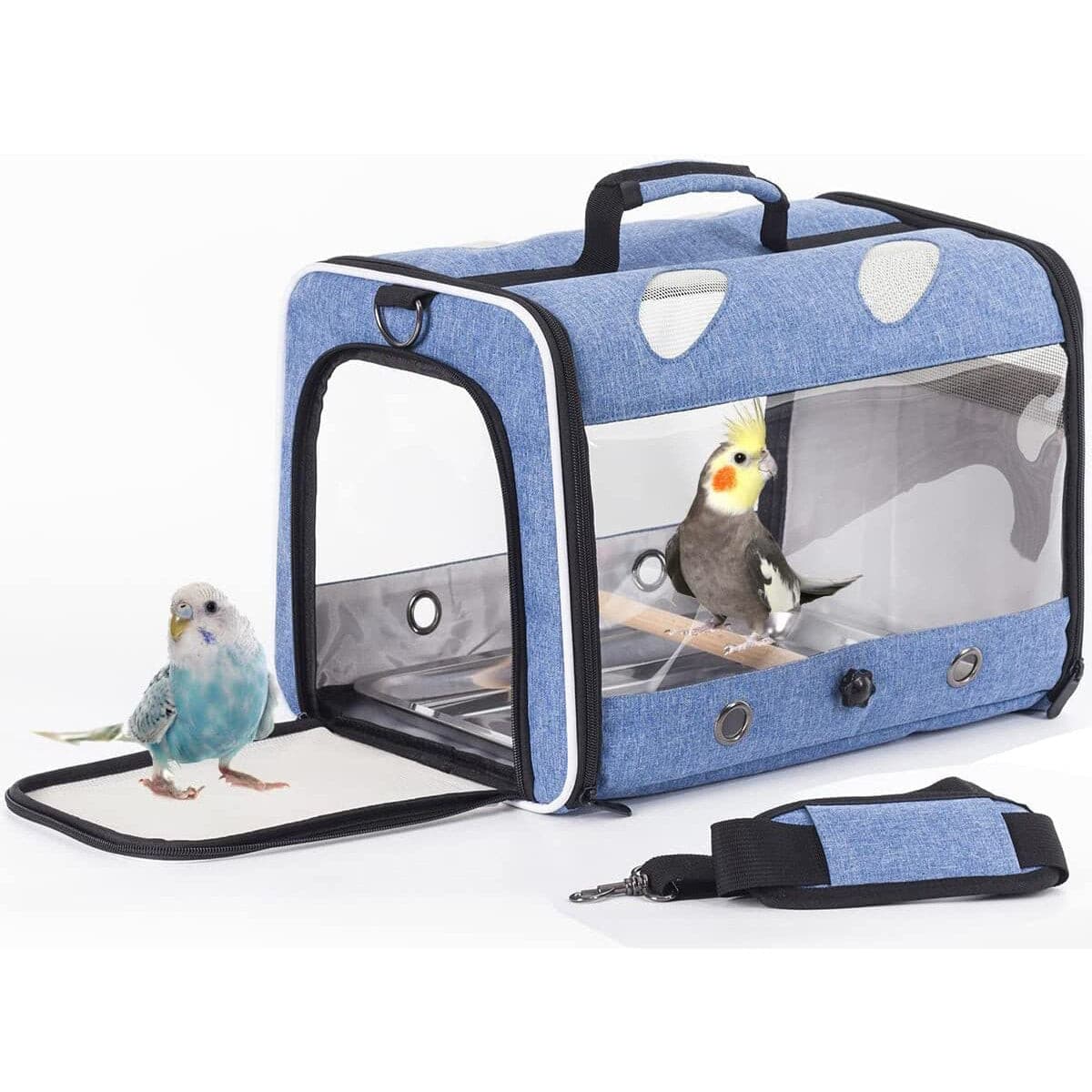 Bird Carrier Bird Travel Carrier for Parrot with Wooden Perch and Tray Bird Carrying Carrier(Blue, Bird Carrier) - GOLDEN TOUCH APPARELS WOMEN