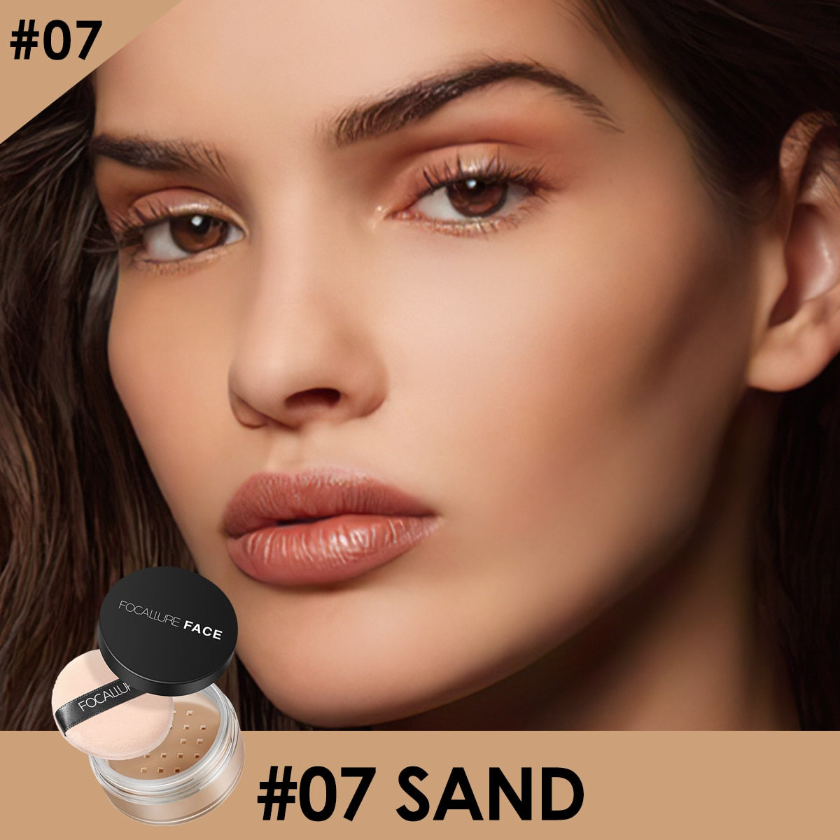 FOCALLURE 9 Colors Loose Powder Makeup Transparent Finishing Powder Waterproof Cosmetic For Face Finish Setting With Puff.