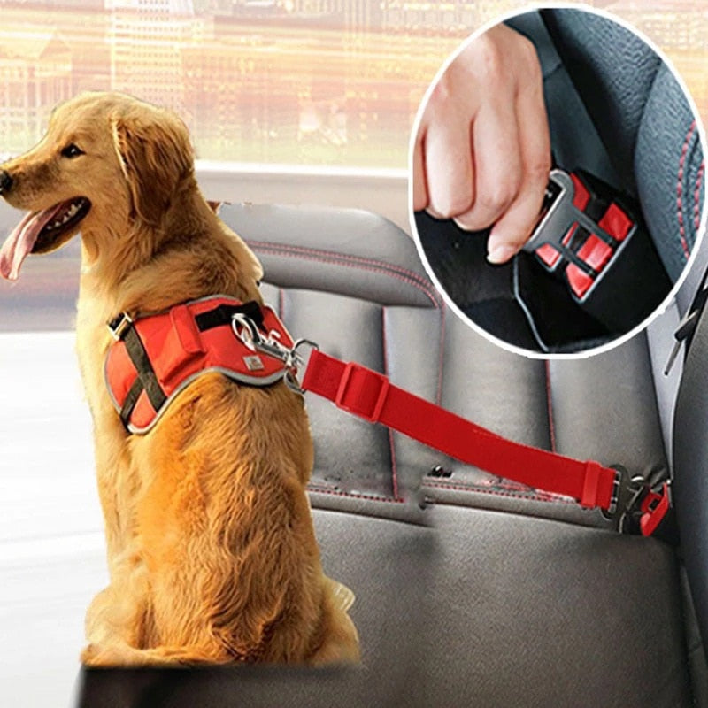 Adjustable Pet Cat Dog Car Seat Belt Pet Seat Vehicle Dog Harness Lead Clip Safety Lever Traction Dog Collars Dogs Accessoires.