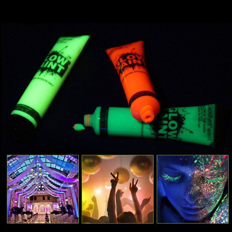 5-6Pcs Body Art Paint Halloween Cosplay Pigment Night Run UV Glow Painting Fluorescent Kids Face Paint Festival Party Rave Props - GOLDEN TOUCH APPARELS WOMEN