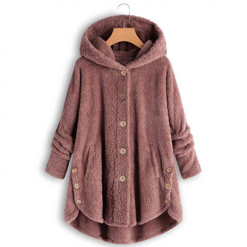 Autumn Winter Coat Women Warm Teddy Bear Coat Wool Jacket Female Plush Coat Hooded Jacket New Women's Coats Solid Color Jacket - GOLDEN TOUCH APPARELS WOMEN