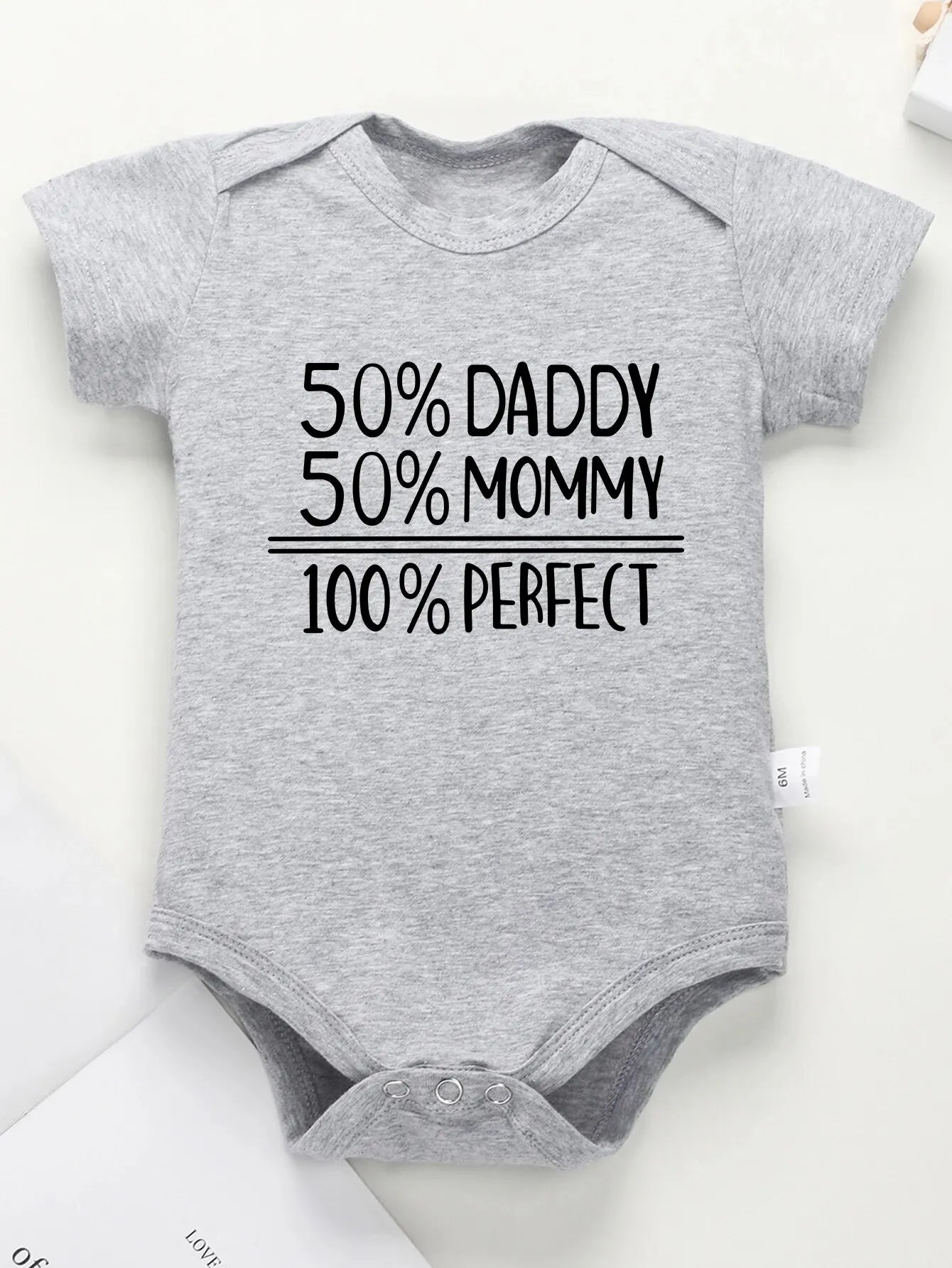 "50% DADDY 50% MOMMY 100% PERFECT Baby Romper - Perfect Gift for Newborns"