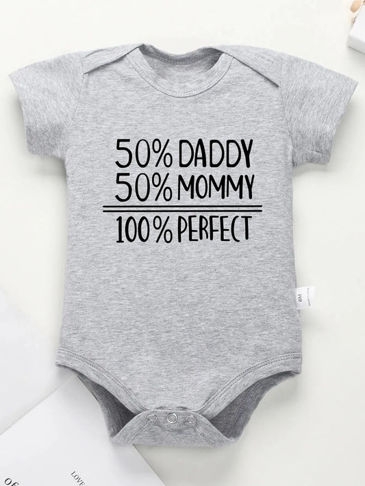 "50% DADDY 50% MOMMY 100% PERFECT Baby Romper - Perfect Gift for Newborns"