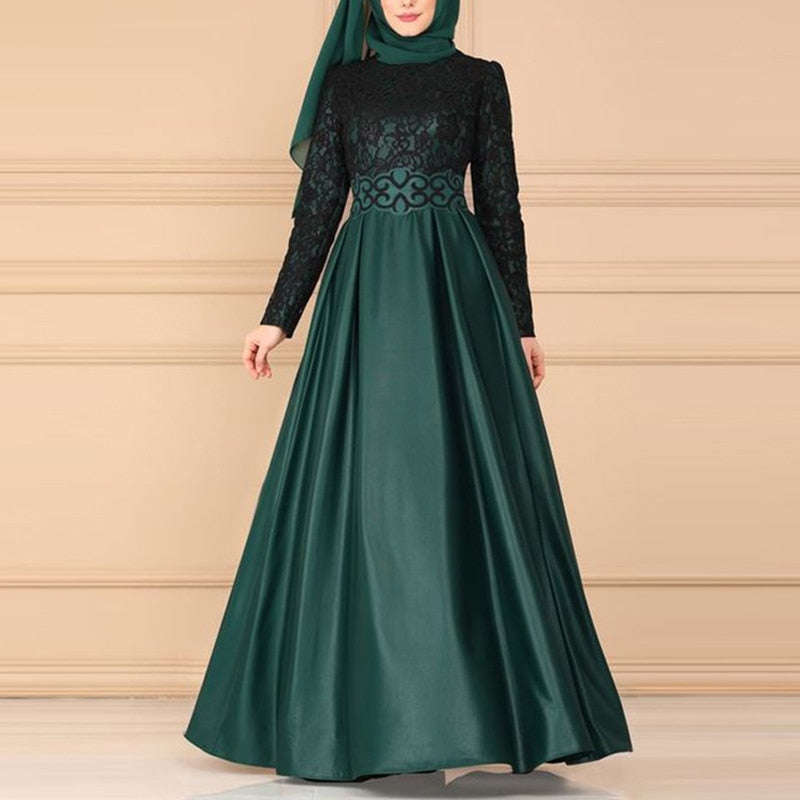 Etosell Lace Patchwork Abayas Muslim Dress For Women Evening Party Elegant High Waist Formal Ladies Long Robe Female Plus Size - GOLDEN TOUCH APPARELS WOMEN