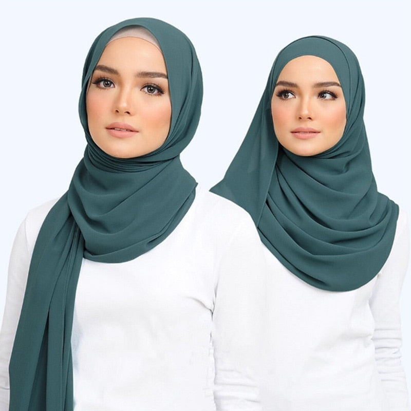 Muslim Chiffon Hijab Scarf Women Long Solid Color Head Wrap For Women Hijabs Scarves Ladies Muslim Veil Jersey Hijabs 180*70cm - GOLDEN TOUCH APPARELS WOMEN