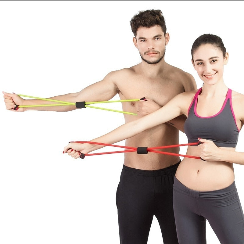 Yoga Resistance Exercise Bands Gym Fitness Equipment Pull Rope 8 Word Chest Expander Elastic Muscle Training Tubing Tension Rope.
