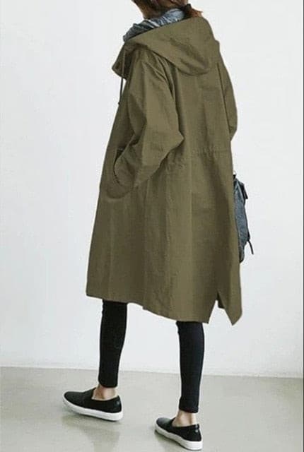 Fashion Womens Trench Coats Hooded Long 2021 Spring Autumn Windproof Lady Female Casual Clothes 8 Color Windbreaker Korean Style - GOLDEN TOUCH APPARELS WOMEN