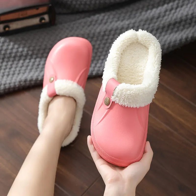 Womens Fur Lined Waterproof Clogs Slippers