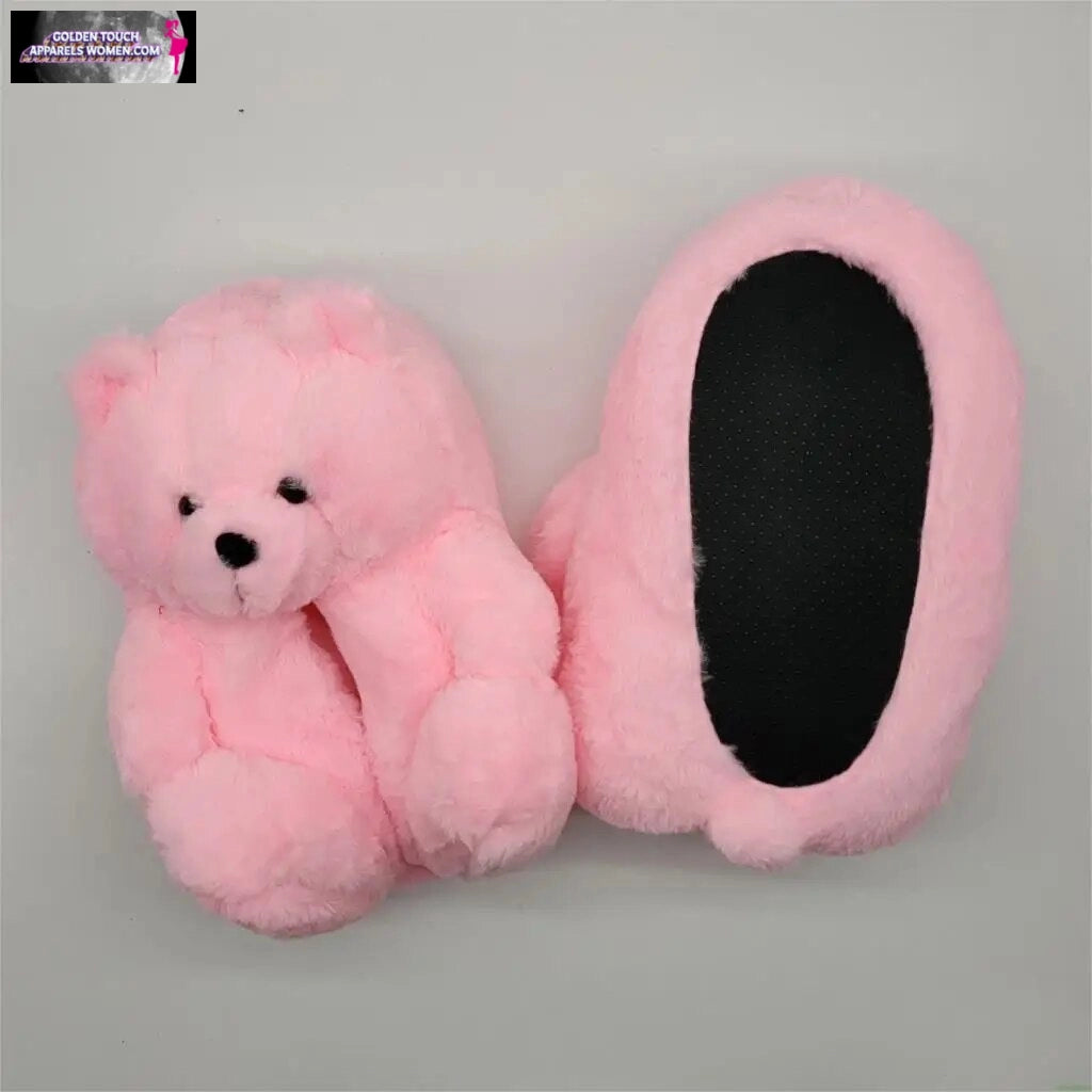 Cozy Faux Fur BEAR Slippers - Women's Winter Warm Indoor Shoes