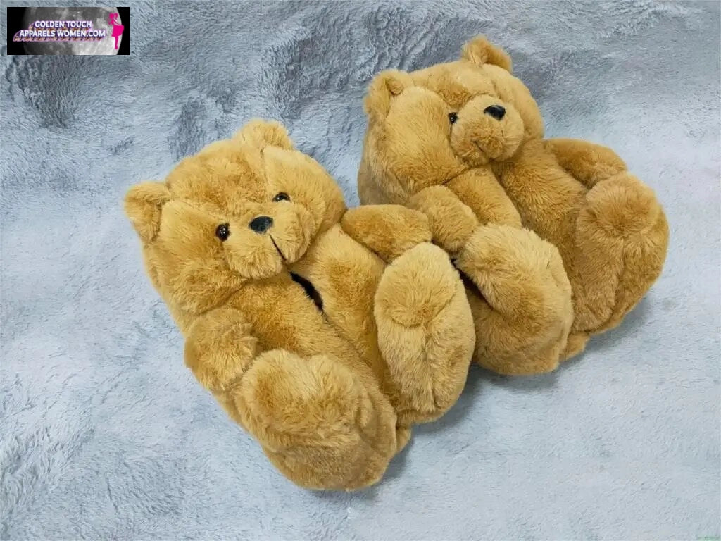 Cozy Faux Fur BEAR Slippers - Women's Winter Warm Indoor Shoes