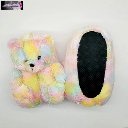 Cozy Faux Fur BEAR Slippers - Women's Winter Warm Indoor Shoes