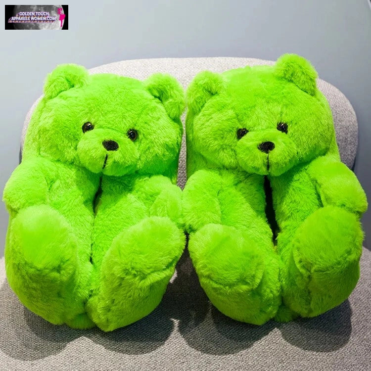 Cozy Faux Fur BEAR Slippers - Women's Winter Warm Indoor Shoes