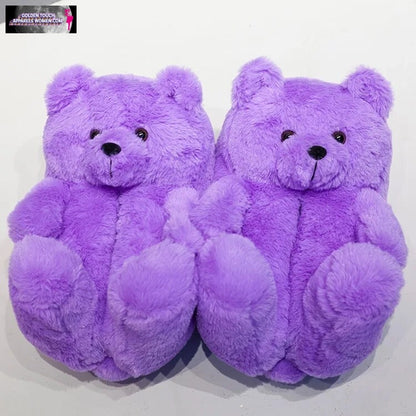 Cozy Faux Fur BEAR Slippers - Women's Winter Warm Indoor Shoes