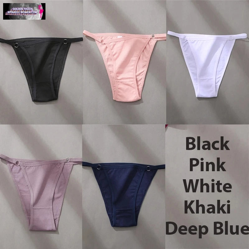 Sexy Cotton Panties Set for Women - 4/5PCS Intimate Lingerie with Hoop Design & Waistband Brief