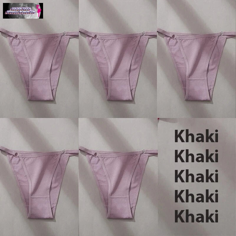 Sexy Cotton Panties Set for Women - 4/5PCS Intimate Lingerie with Hoop Design & Waistband Brief