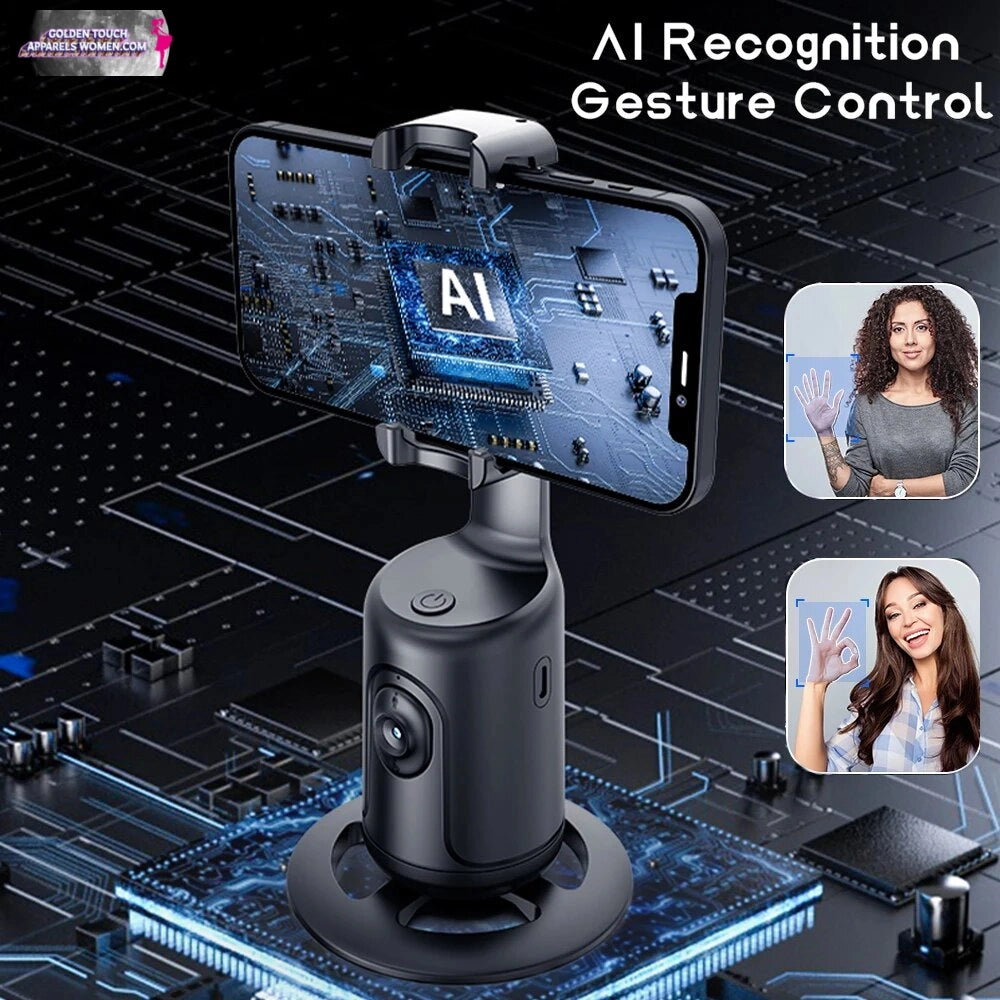 AI Auto Tracking Phone Gimbal for Hands-Free Live Streaming - 360° Rotation, Gesture Control, Tripod Compatible