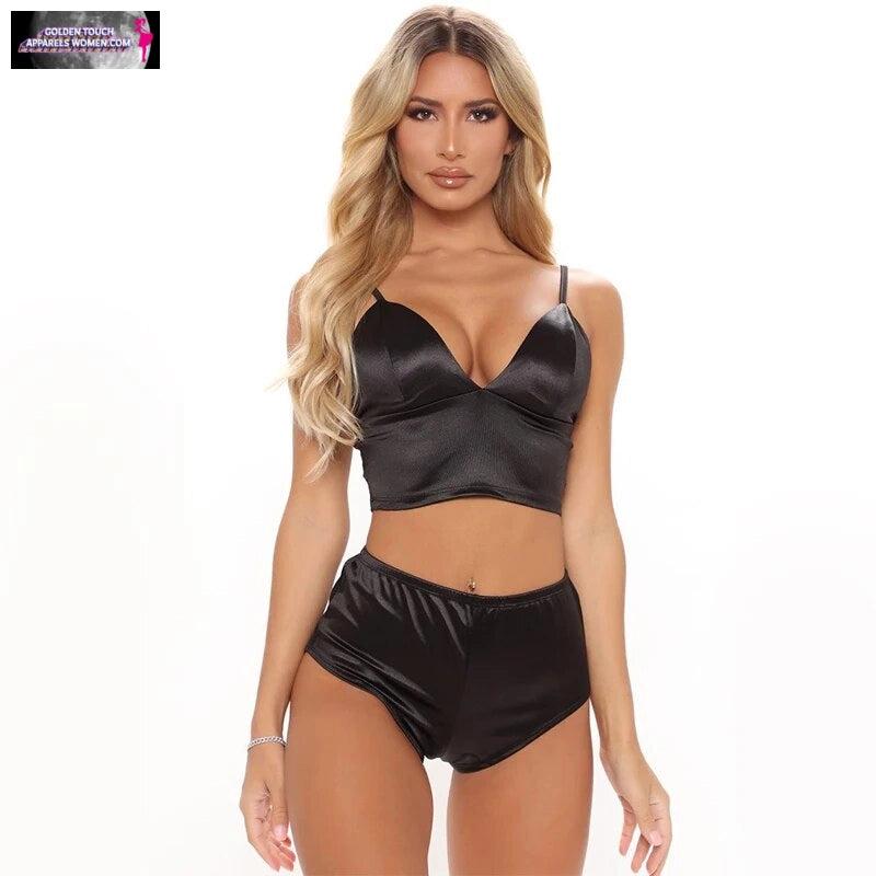 Satin Lingerie Set - Sexy Bra & Briefs with Seamless Panty and Push Up Bralette