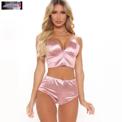 Satin Lingerie Set - Sexy Bra & Briefs with Seamless Panty and Push Up Bralette