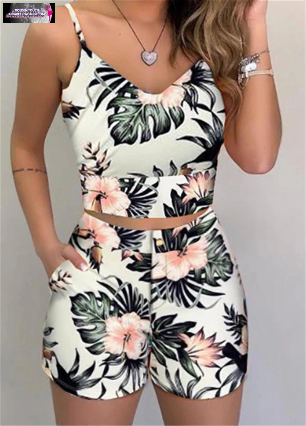 Floral 2-Piece Shorts Set for Women - Office Lady Summer Outfit